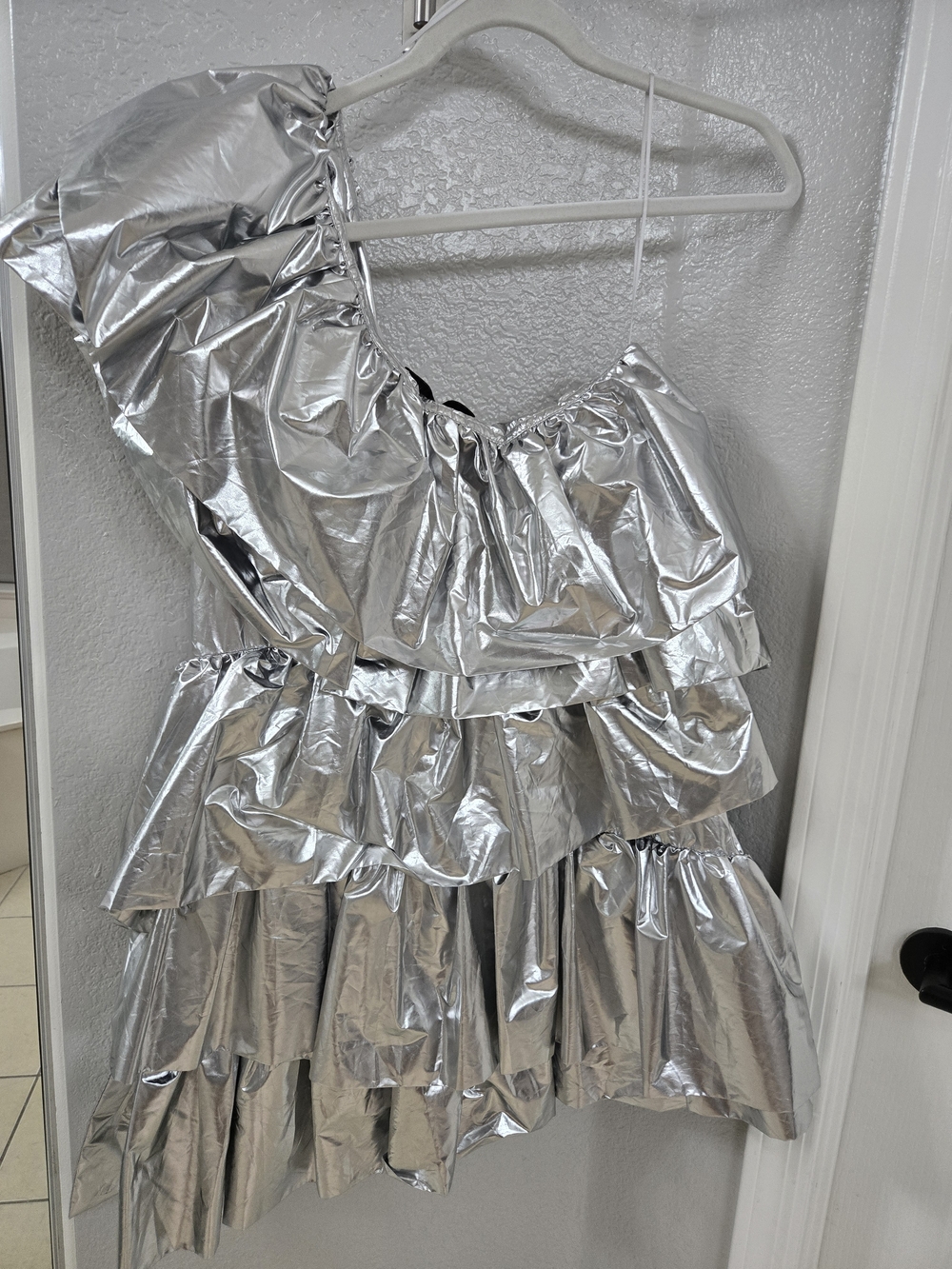 Endless Rose Metallic Silver Ruffle Dress - Picture 4 of 7